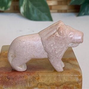 Kisii Soapstone Lion Figurine Hand Carved Stone Cat Carving Animal Figure 2.2”